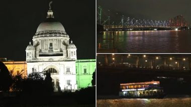 Independence Day 2022: Howrah Bridge, Victoria Memorial in Kolkata Illuminate in Tricolours for Har Ghar Tiranga Campaign (Watch Video)